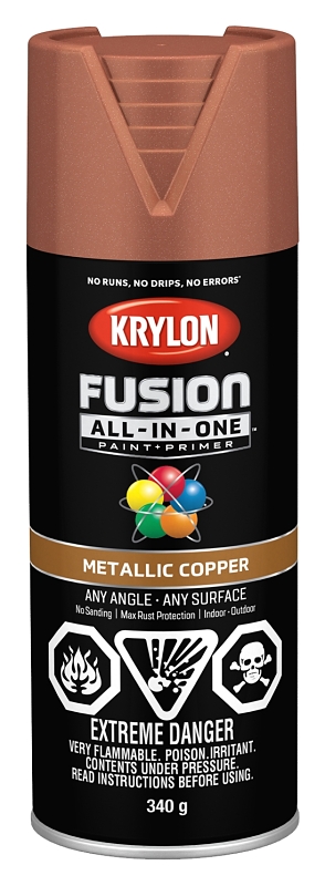 Krylon 427680007 Metallic Spray Paint, 12 oz Can, 25 sq-ft Coverage Area, Acetone Base, Metallic, Copper