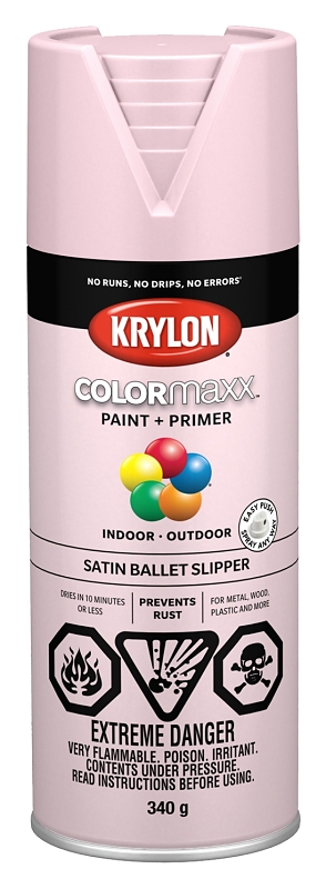 Krylon 455560007 Enamel Spray Paint, 12 oz Can, 25 sq-ft Coverage Area, Oil Base, Satin, Ballet Slipper