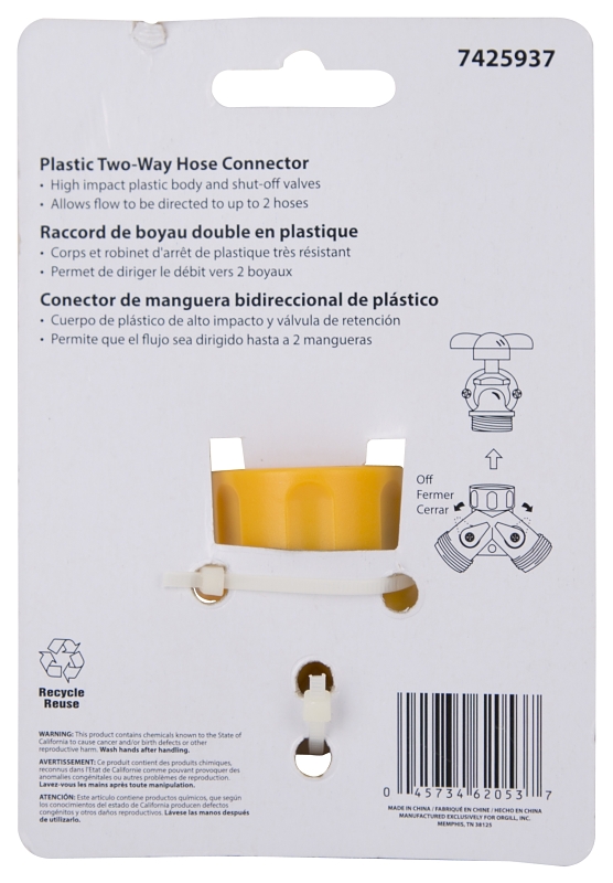 Landscapers Select GC5113L Y-Connector, Female and Male, Plastic, Yellow, For: Garden Hose and Faucet