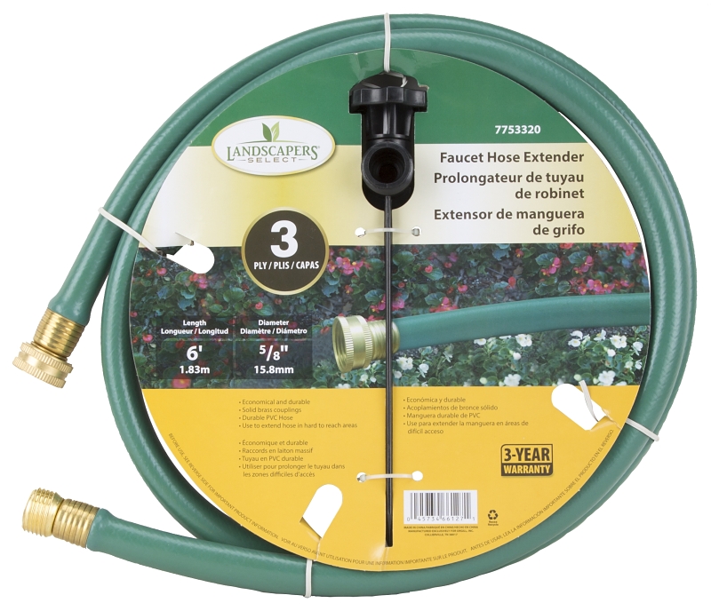 Landscapers Select 6GHWF Garden Hose Extender, 6 ft L, Female x Male, PVC, Green