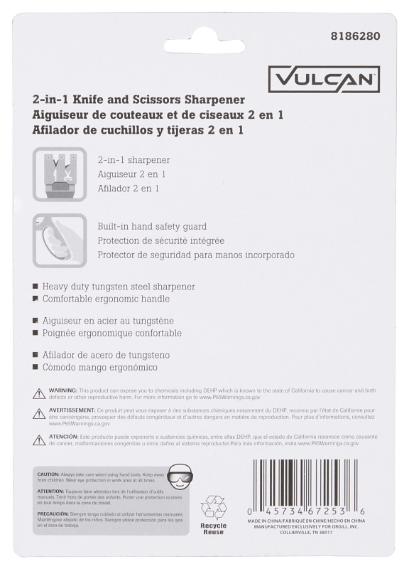 Vulcan 30090 Knife and Scissors Sharpener, Polypropylene Handle