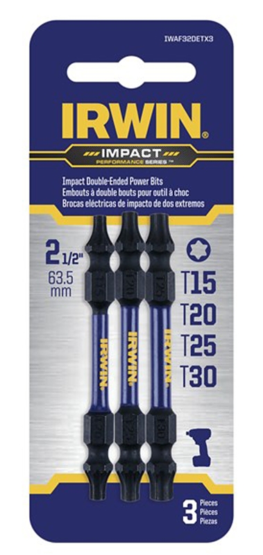 Irwin 1892093 Impact Bit Set, Steel, 3-Piece, Double-Ended