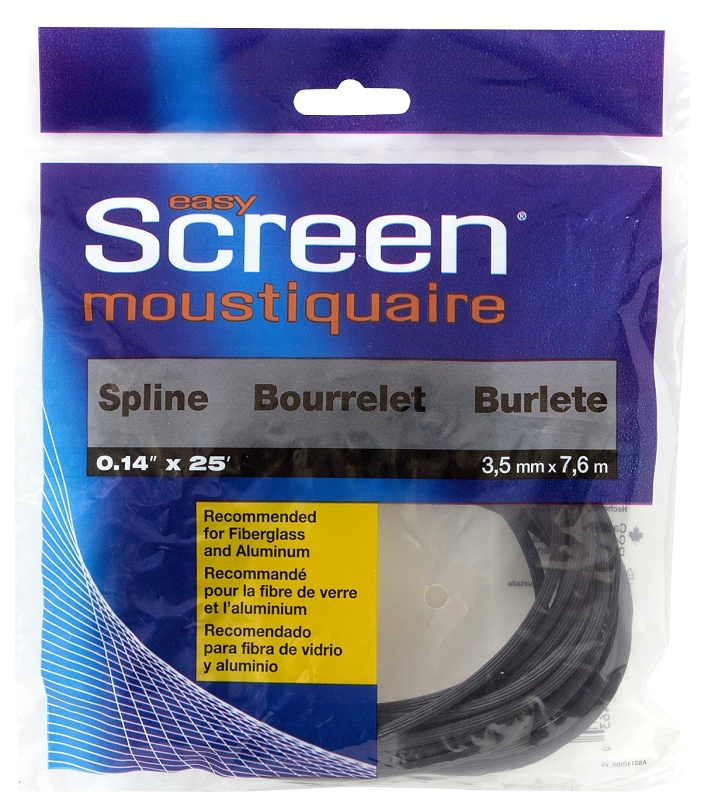 Eazy Screen SS1425B Window Screen Spline, 0.140 in D, 25 ft L, PVC, Black