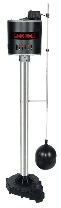 Red Lion 14942050 Pedestal Sump Pump, 1-Phase, 4 A, 115 V, 1/3 hp, 1-1/4 in Outlet, 3300 gph, 17 ft Max Head