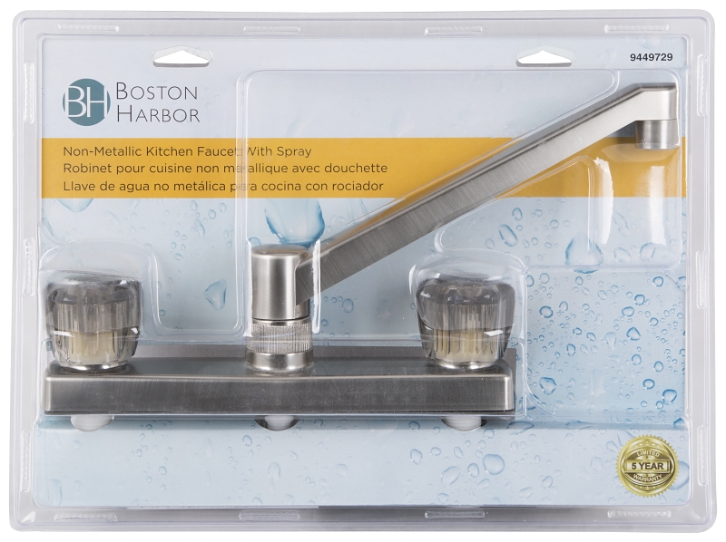Boston Harbor JY8201SBN Kitchen Faucet, 1.8 gpm, 2-Handle, Brushed Nickel