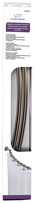 Simple Spaces SD-CSR-VB Shower Curtain Rod, 13-1/2 lb, 52 to 72 in L Adjustable, 1 in Dia Rod, Steel, Venetian Bronze