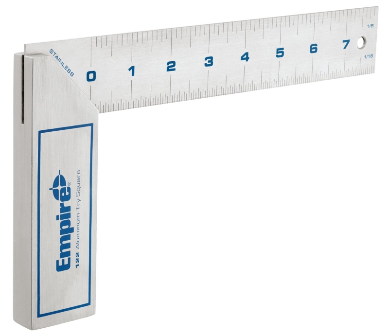 Empire True Blue Series 122 Try Square, Inch Graduation, Stainless Steel