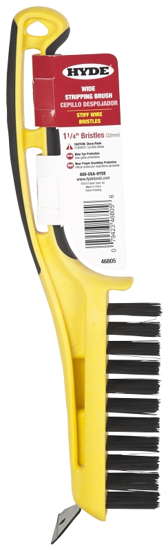 Hyde 46805 Wire Stripping Brush with Scraper, 5 in L x 1-1/4 in W Brush, Carbon Steel Trim