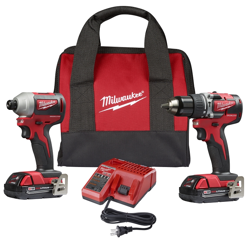 Milwaukee 2900-22CT Combination Kit, Battery Included, 18 V, 2-Tool, Lithium-Ion Battery