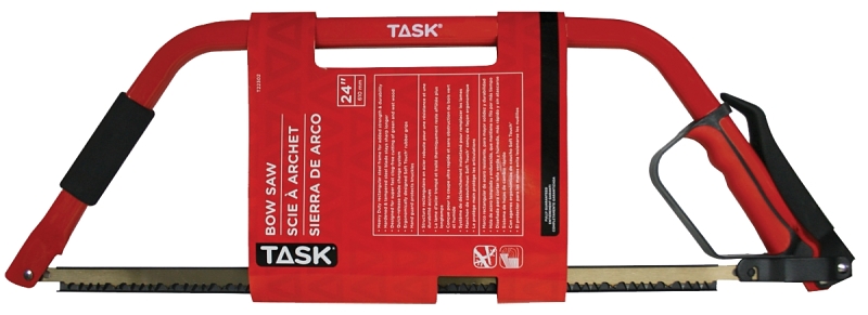 TASK T22302 Bow/Hacksaw, 24 in L Blade, Steel Blade, Rubber Handle, Ergonomic, Soft Touch Grip Handle