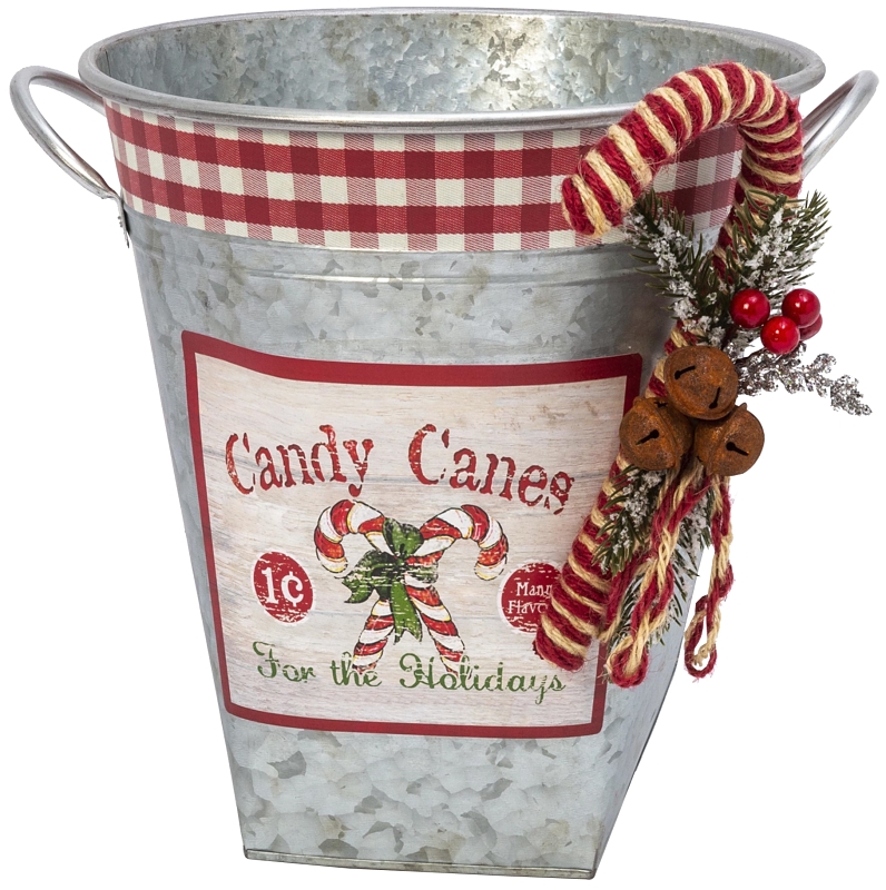 Gerson 2536640 Candy Cane Bucket Metal, 12.6 in 4 Pack