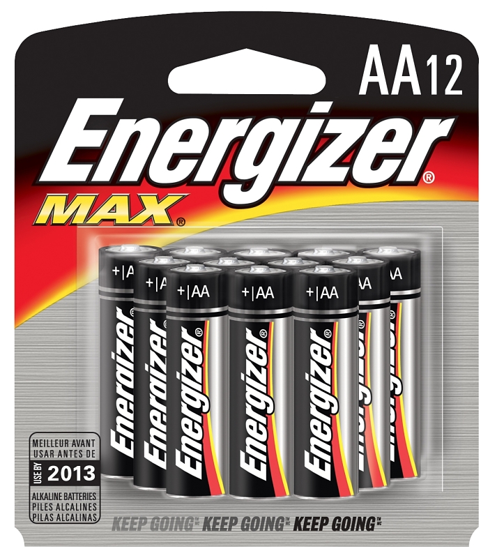 Energizer Max E91BW12EM Battery, 1.5 V Battery, 3000 mAh, AA Battery, Alkaline, Zinc-Manganese Dioxide
