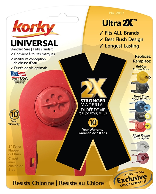 Korky 2017FR Toilet Flapper, Rubber, Red