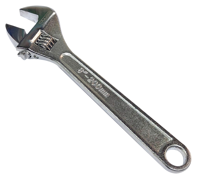 Vulcan WC917-04 Adjustable Wrench, 8 in OAL, Steel, Chrome
