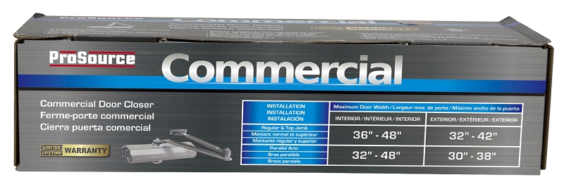 ProSource C501-AB-SA-AS Door Closer, Non-Handed Hand, Automatic, Aluminum, Silver, 240 lb