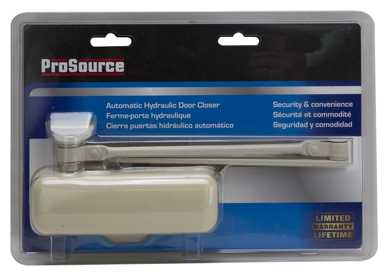 ProSource C101-BH-SA-IV Door Closer, Non-Handed Hand, Automatic, Aluminum, Ivory, 85 lb