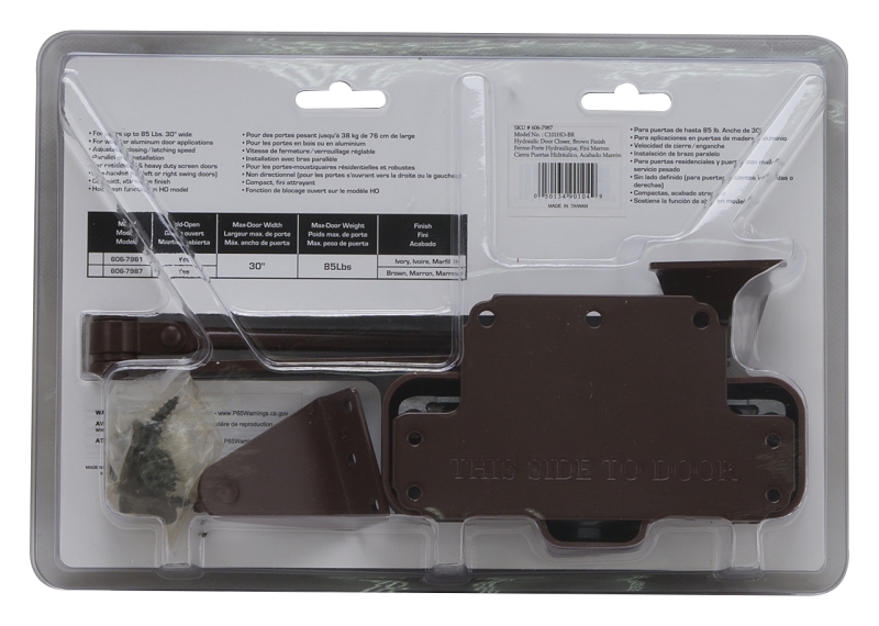 ProSource C101-BH-SA-BR Door Closer, Non-Handed Hand, Automatic, Aluminum, Brown, 85 lb