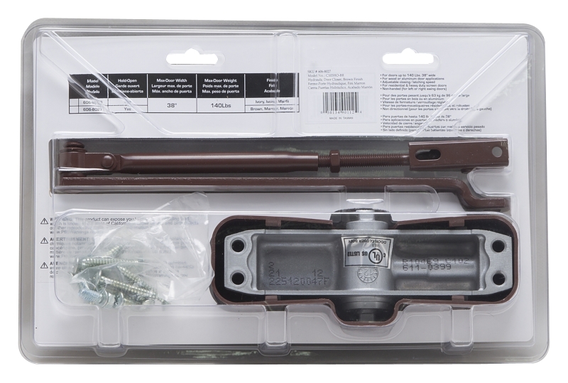 ProSource C103-BH-SA-BR Door Closer, Automatic, Aluminum, Brown, 140 lb, 150 x 19 mm Mounting Hole Distance