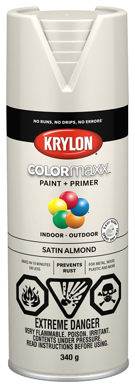 Krylon 455540007 Enamel Spray Paint, 12 oz Can, Satin, Almond