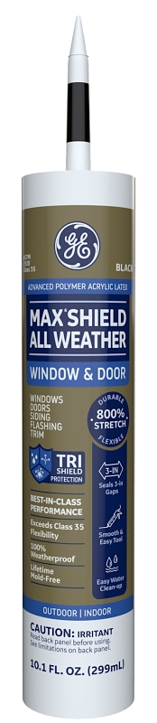 GE Max Shield MAWD410BK Sealant, Black, 24 hr Curing, 40 to 100 deg F, 10.1 oz Cartridge