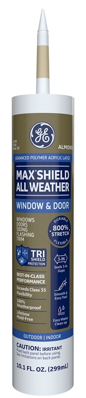 GE Max Shield MAWD410AD Sealant, Almond, 24 hr Curing, 40 to 100 deg F, 10.1 oz Cartridge