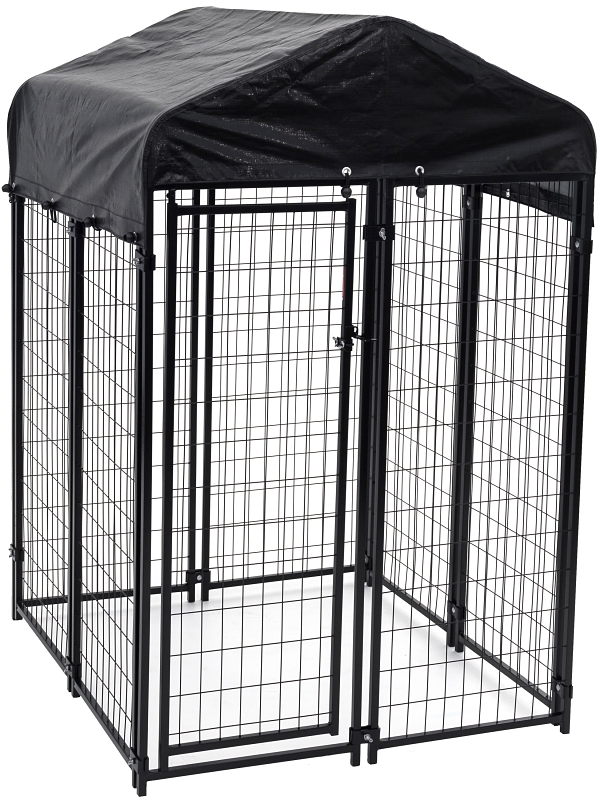 Lucky Dog CL 60544 Kennel, 4 ft OAL, 4 ft OAW, 6 ft OAH, Steel, Powder-Coated, Black