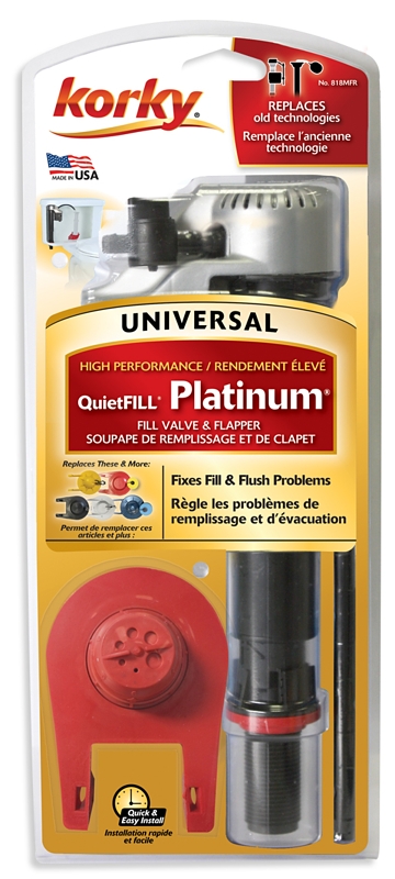 Korky QuietFILL Platinum Series 818MFR Fill Valve and Flapper, 2 in, Red