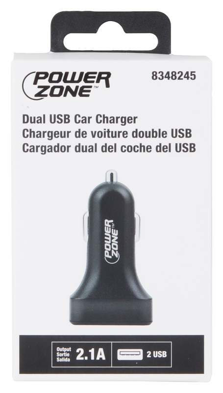 PowerZone U12 Dual USB Car Charger, Black