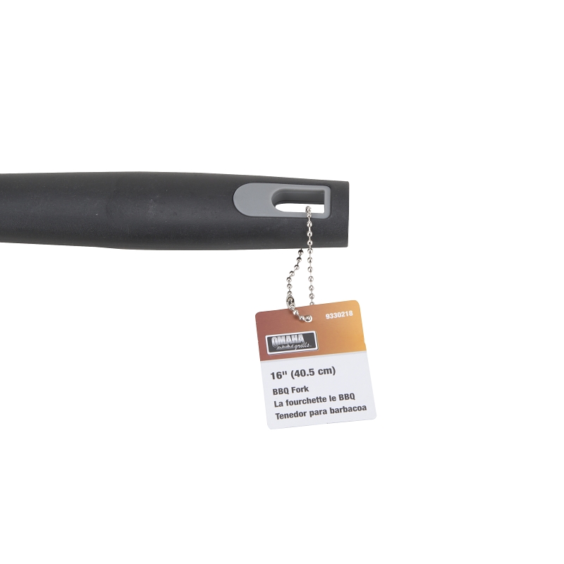 Omaha BBQ-22779-02 BBQ Fork, 1.5 mm, Stainless Steel Blade, Stainless Steel, Plastic Handle, Straight Handle, 16 in OAL