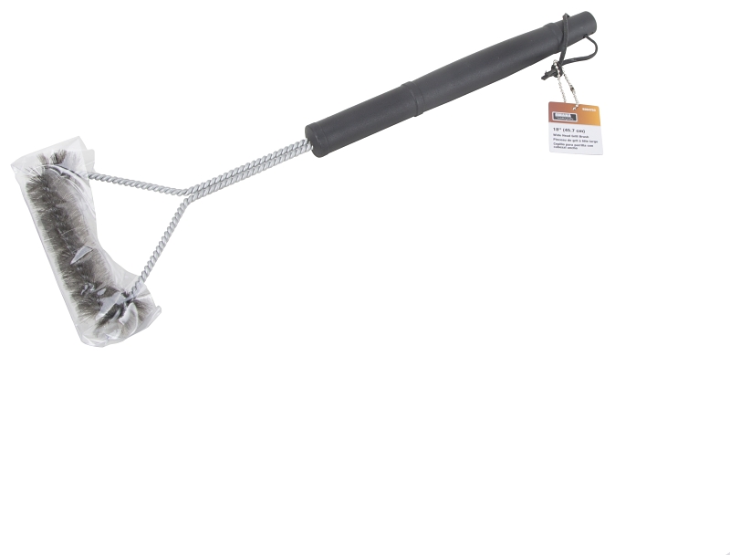 Omaha BBQ-37143 Wide Head Grill Brush, 6-3/4 W Brush, Stainless Steel Bristle, Plastic Handle, 18 in L