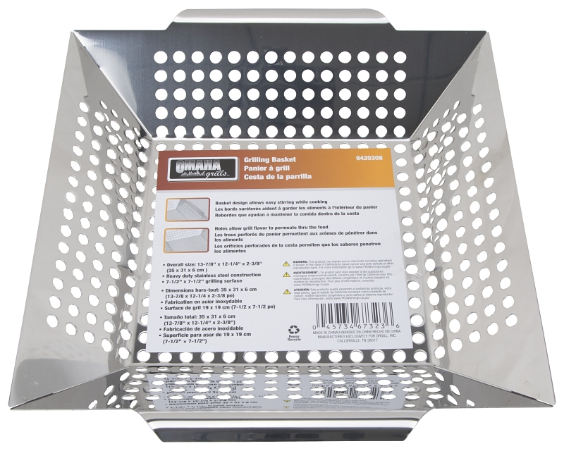 Omaha BBQ-37238 Grilling Basket, 13-7/8 in L, Stainless Steel