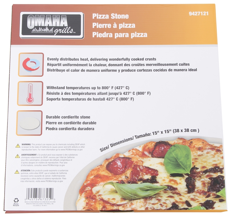 Omaha BBQ-37239 Pizza Stone, 15 in L, Cordierite, Beige