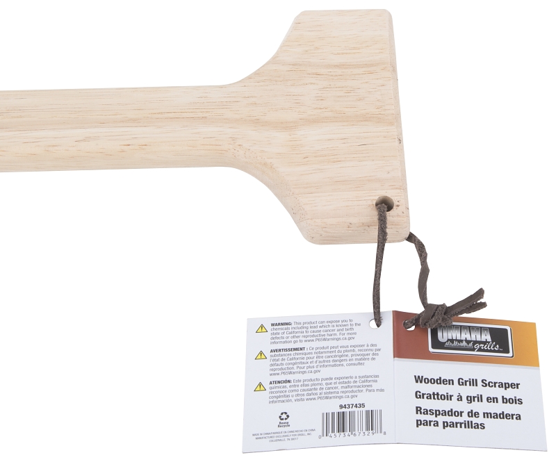 Omaha KJG01D Wooden Grill Scraper, Wood Handle, 13-1/4 in L