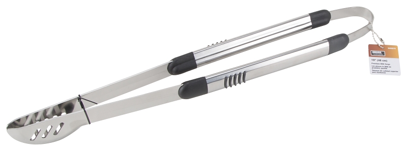 Omaha BBQ-8112443C Premium BBQ Tongs, 1.9 mm, Stainless Steel Blade, Stainless Steel, Aluminum Handle, Straight Handle