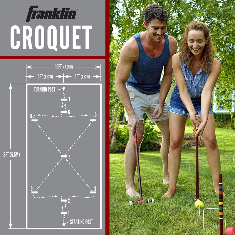 Franklin Sports 50211 Family Croquet Set, Wood Mallet