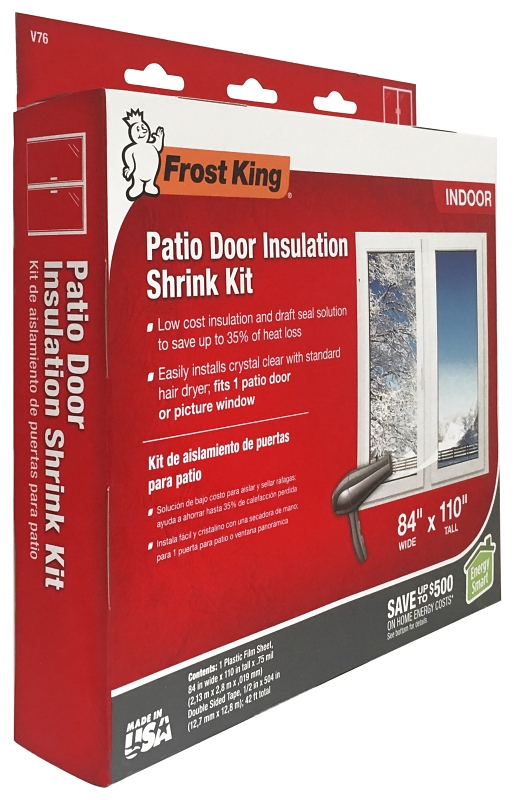 Frost King V76H Indoor Shrink Patio Door Kit, 84 in W, 110 in L, Plastic