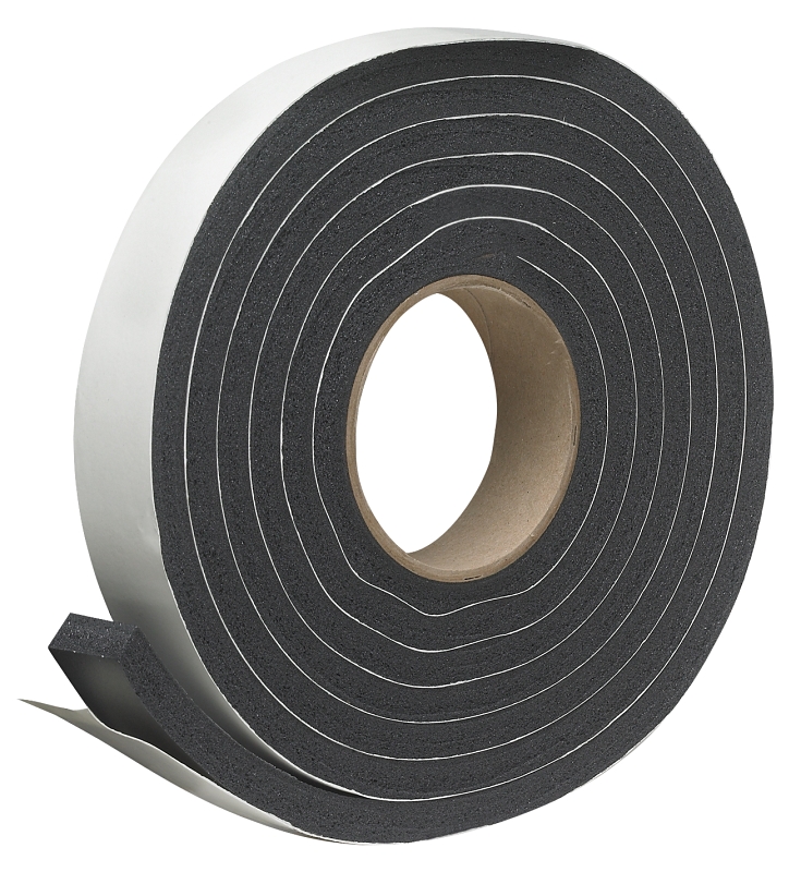 Frost King R516H Weatherseal Tape, 1-1/4 in W, 10 ft L, 7/16 in Thick, Rubber, Black