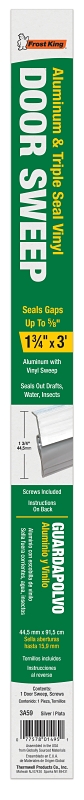Frost King 3A59 Door Threshold, 36 in L, 1-3/4 in W, Aluminum, Bright/Silver