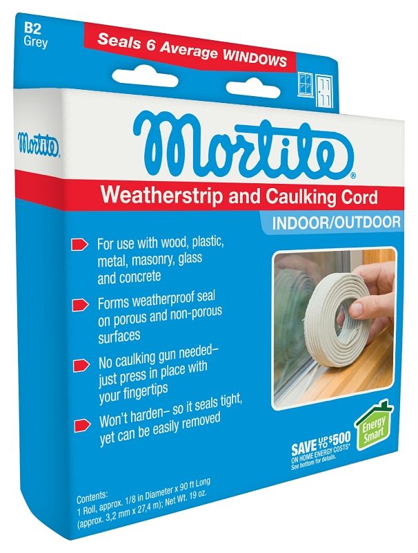 Frost King B2 Caulking Cord, 90 ft L, Vinyl, Gray
