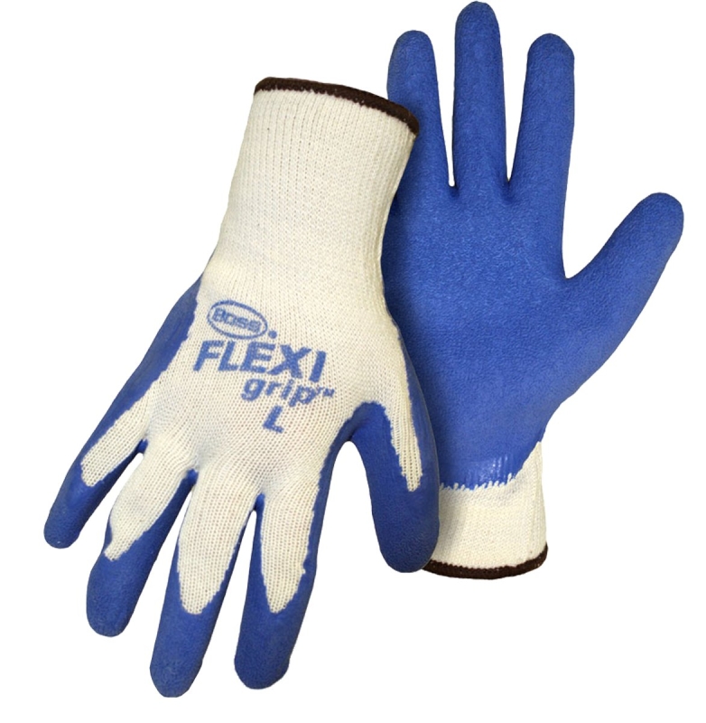 Boss 8426L-3 String Gloves, L, Flexible Knit Wrist Cuff, Cotton/Poly/Latex, Blue