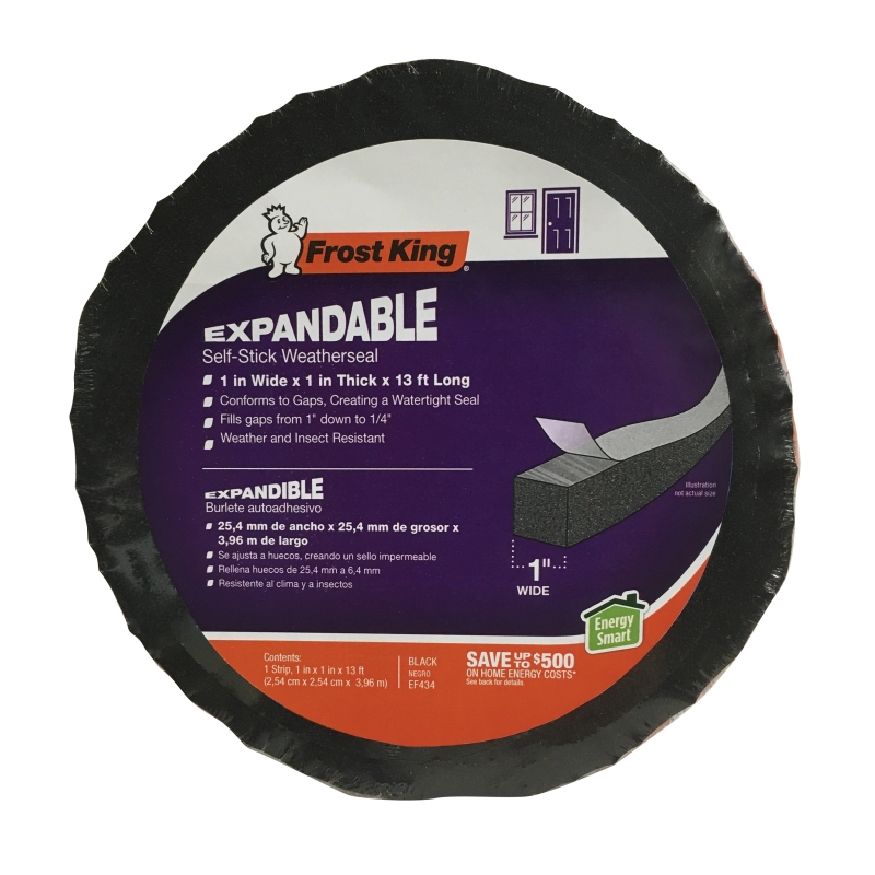 Frost King COLORmaxx Series EF41 Weather Seal, 1 in W, 13 ft L, 1 in Thick, Foam Silicone, Black