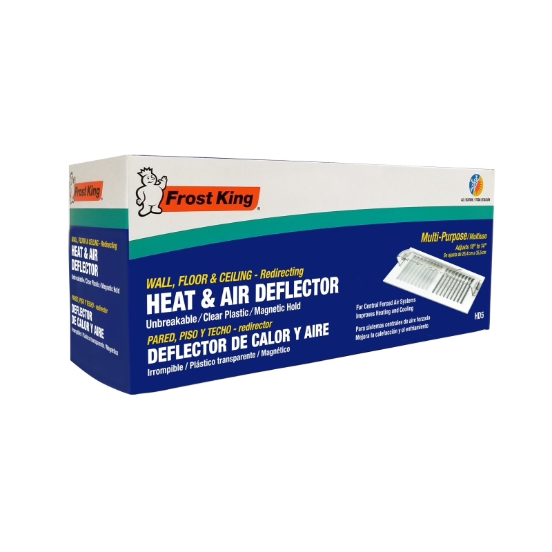 Frost King HD5 Heat and Air Deflector, 10 to 14 in L, 9-3/8 in W, Plastic, Clear