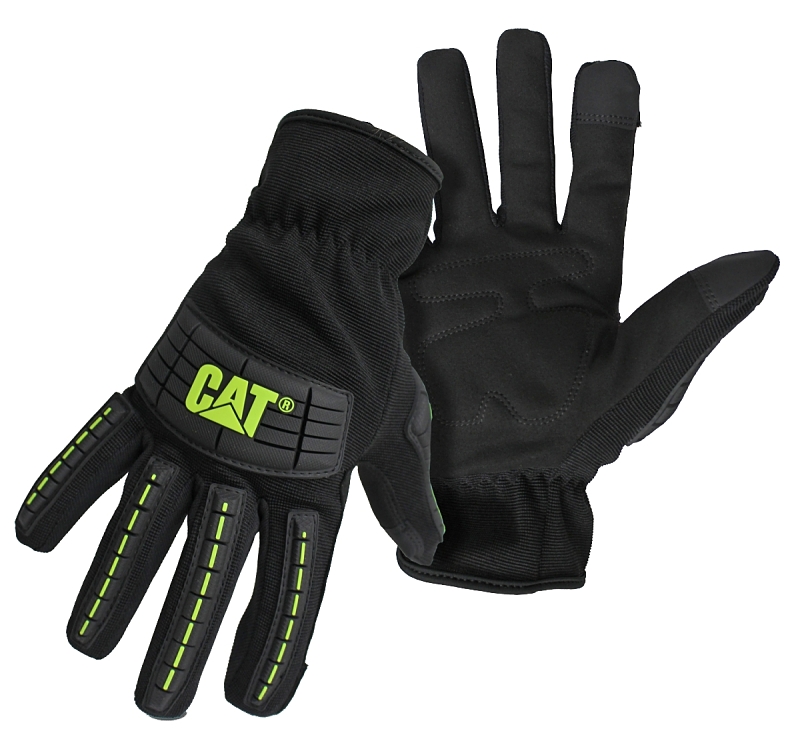 CAT CAT012240L Utility Gloves, High-Impact, Touchscreen, L, Elastic Wrist Cuff, Black