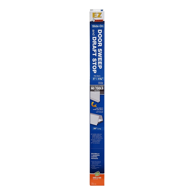 Frost King UBD77W Door Sweep, 36 in L, 1-3/4 in W, PVC Insert