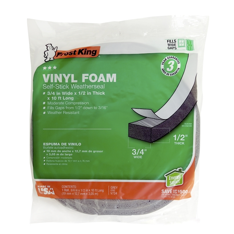 Frost King COLORmaxx Series V734H Weather Seal, 3/4 in W, 10 ft L, 1/2