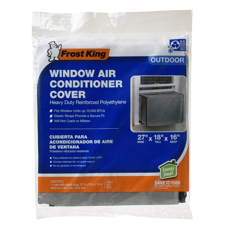 Frost King AC2H Window Air Conditioner Cover, 16 in L, 27 in W, 6 mil Thick Material, Polyethylene, Silver