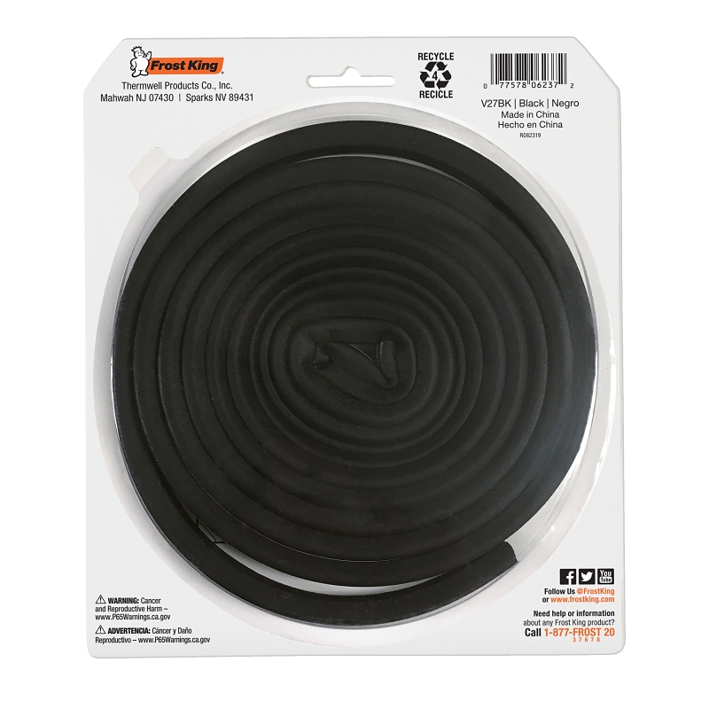 Frost King V27BK Tape, 9/16 in W, 10 ft L, EPDM, Black