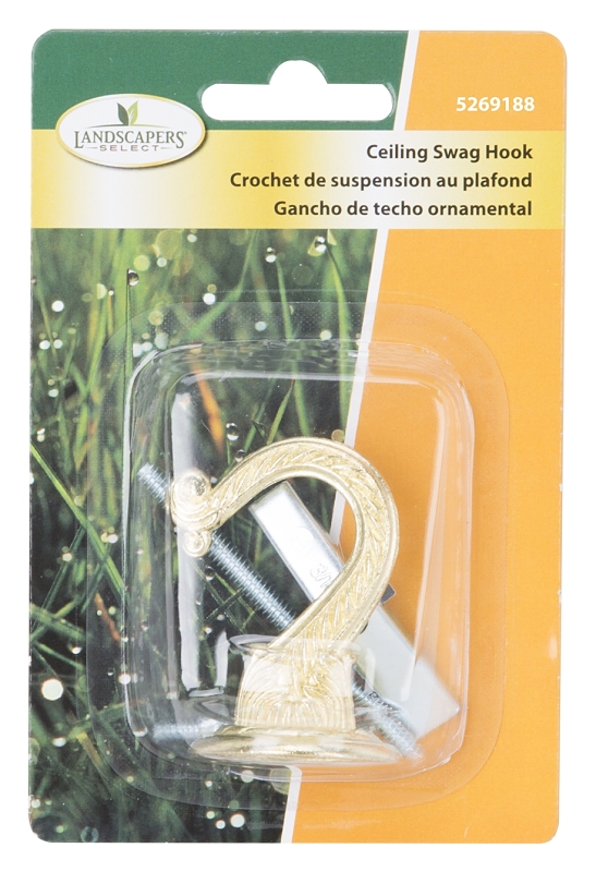 Landscapers Select GB0083L Ceiling Hook, 2-3/16 in H, Zinc, Brass, Ceiling Mount Mounting