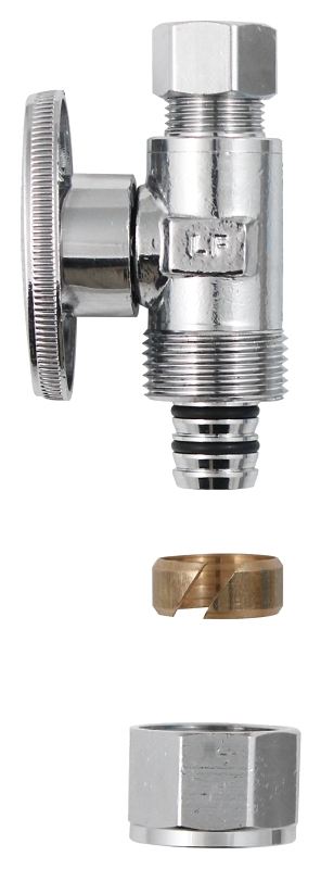 Plumb Pak PP2889EZ No Crimp Straight Stop Valve, 1/2 x 1/4 in Connection, PEX Barb x Compression, Brass Body