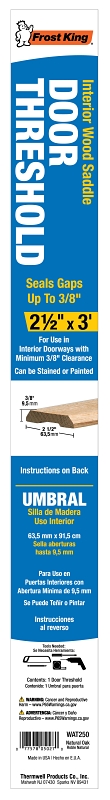 Frost King WAT250 Saddle Threshold, 36 in L, 2-1/2 in W, Wood, Oak, Unfinished